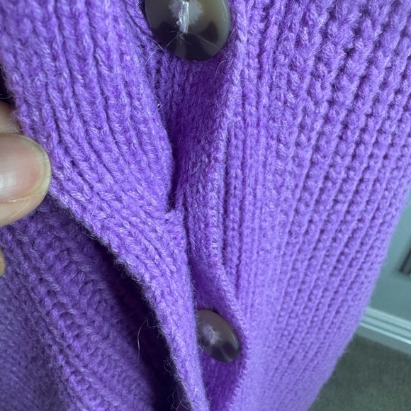 VINCE. 
Sculpted Sleeve Cardigan - Lavender Knit Women's Sweater - Picture 5 of 11